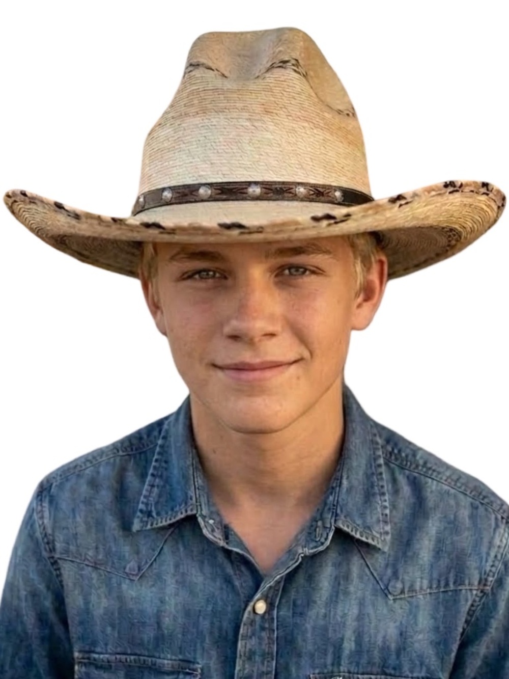 D.A. Hats Youth Boys Palm Leaf Gus Cowboy Hat - Fits 21” (SZ 6 Tag)